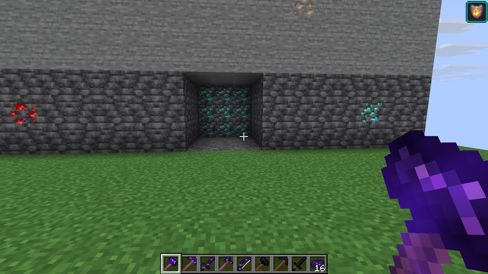 A 3×3 tunnel dug with the mining hammer